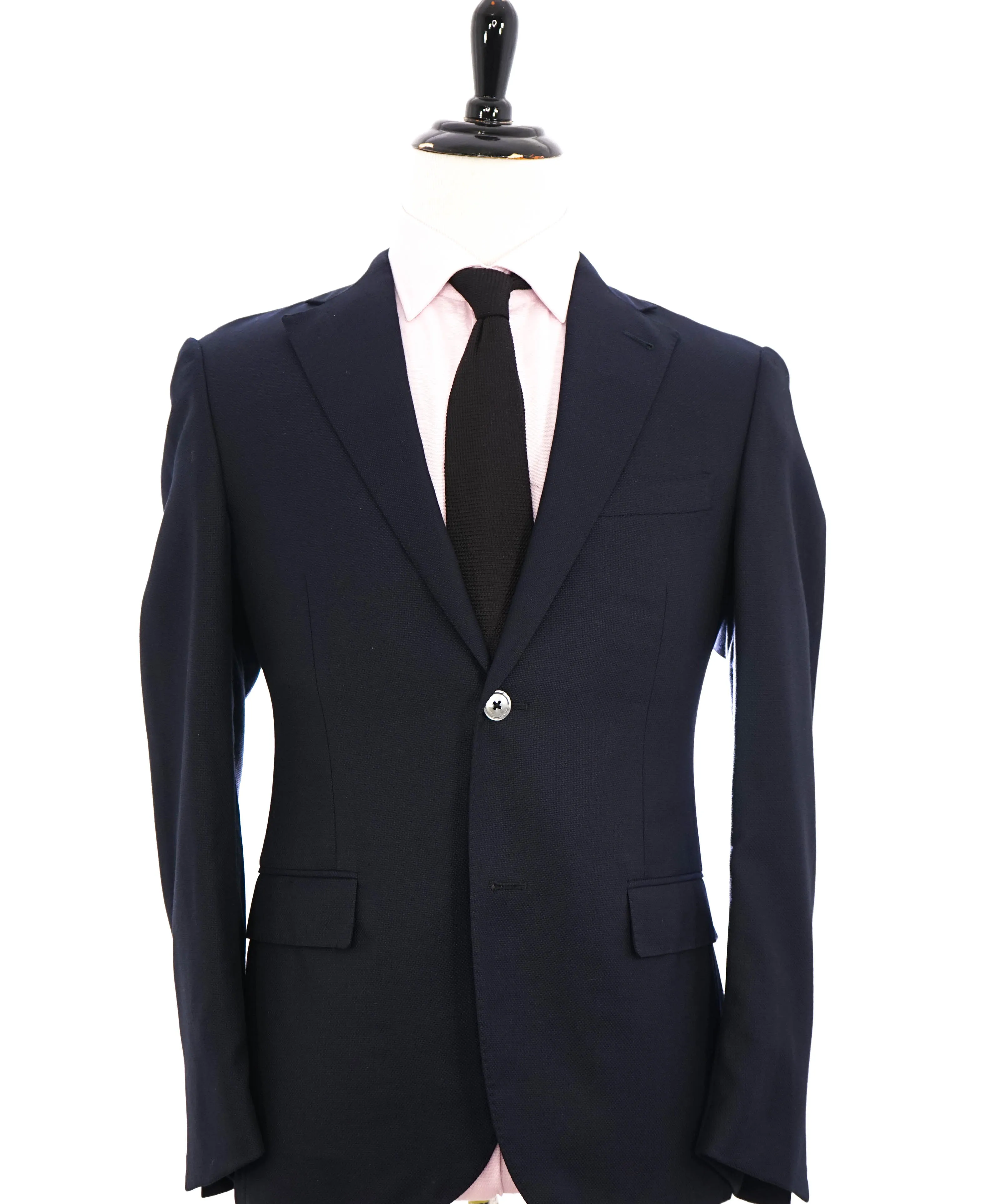 $1,395 CORNELIANI -  HOPSACK Stretch *18,25 MICRONS* Navy Blue Blazer - 38R