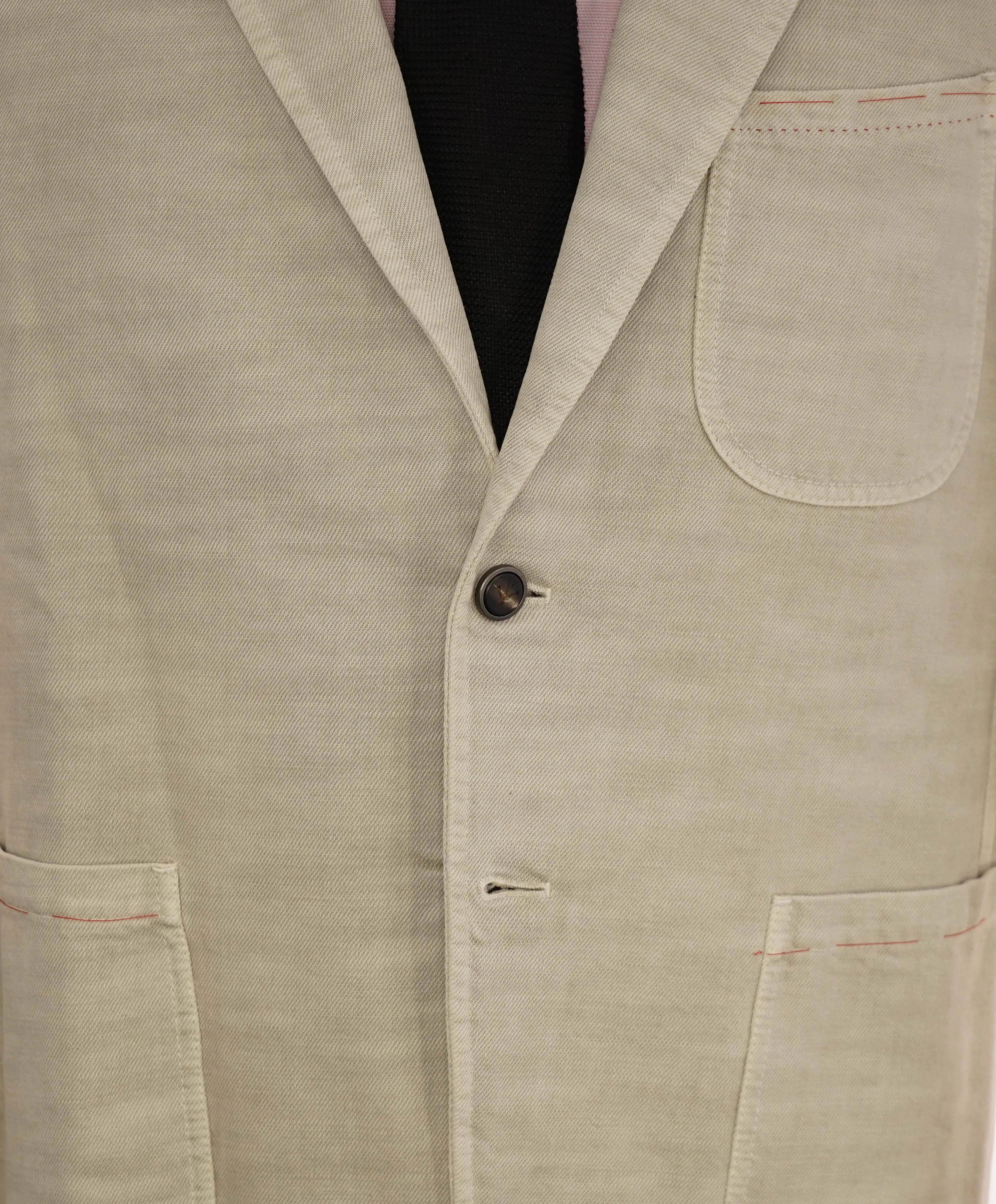 $2,995 ISAIA - CottonNeutral Patch Pocket LOGO BUTTONS Semi-Lined Blazer - 36R