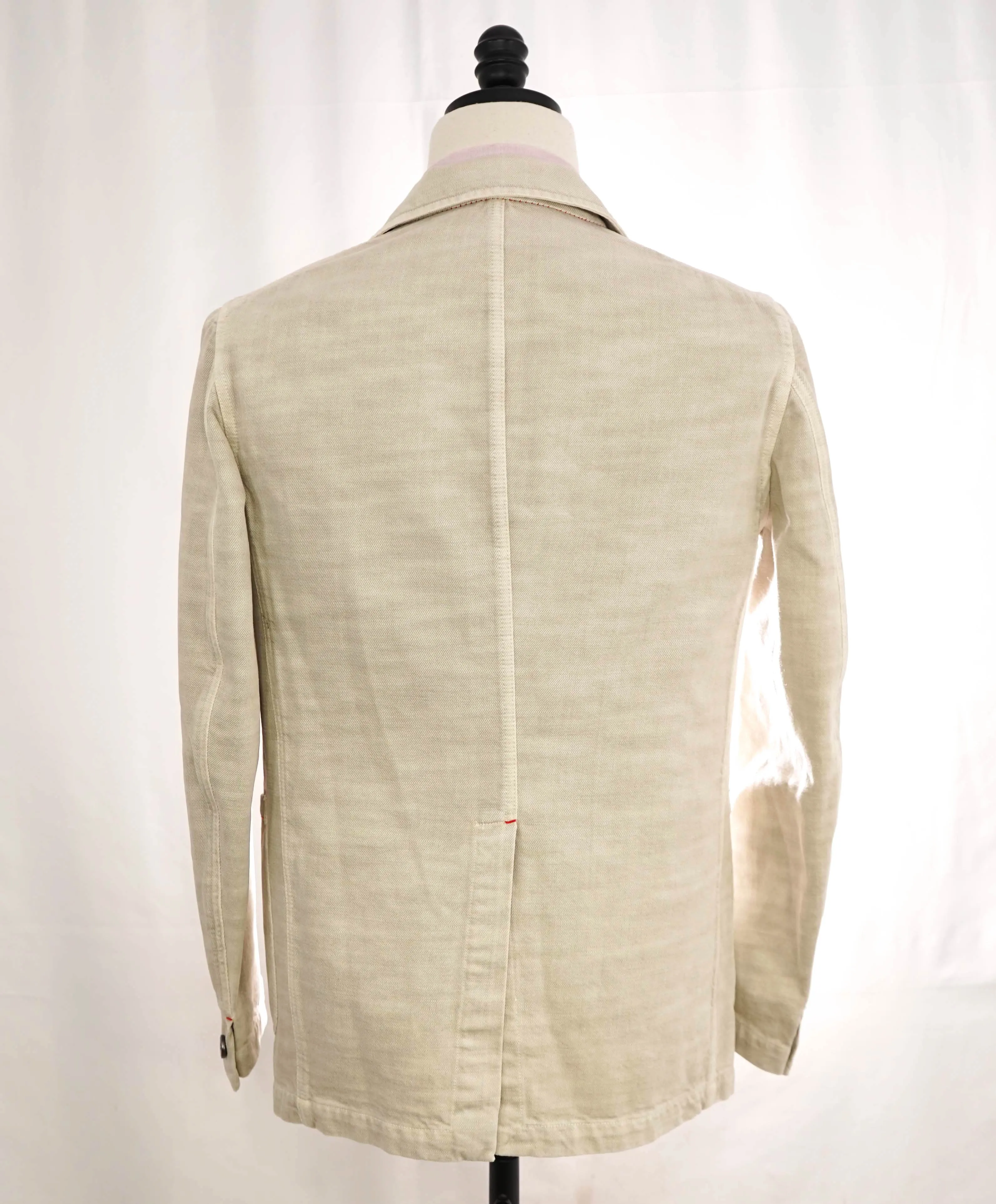 $2,995 ISAIA - CottonNeutral Patch Pocket LOGO BUTTONS Semi-Lined Blazer - 36R