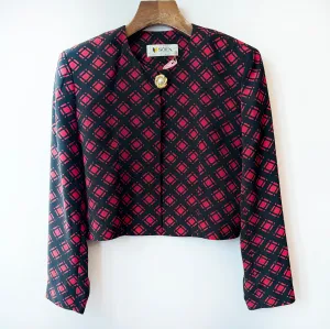 80s Pattern Cropped Jacket