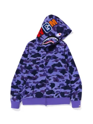 A Bathing Ape BAPE 1st Camo Jersey Shark Full Zip Hoodie Purple