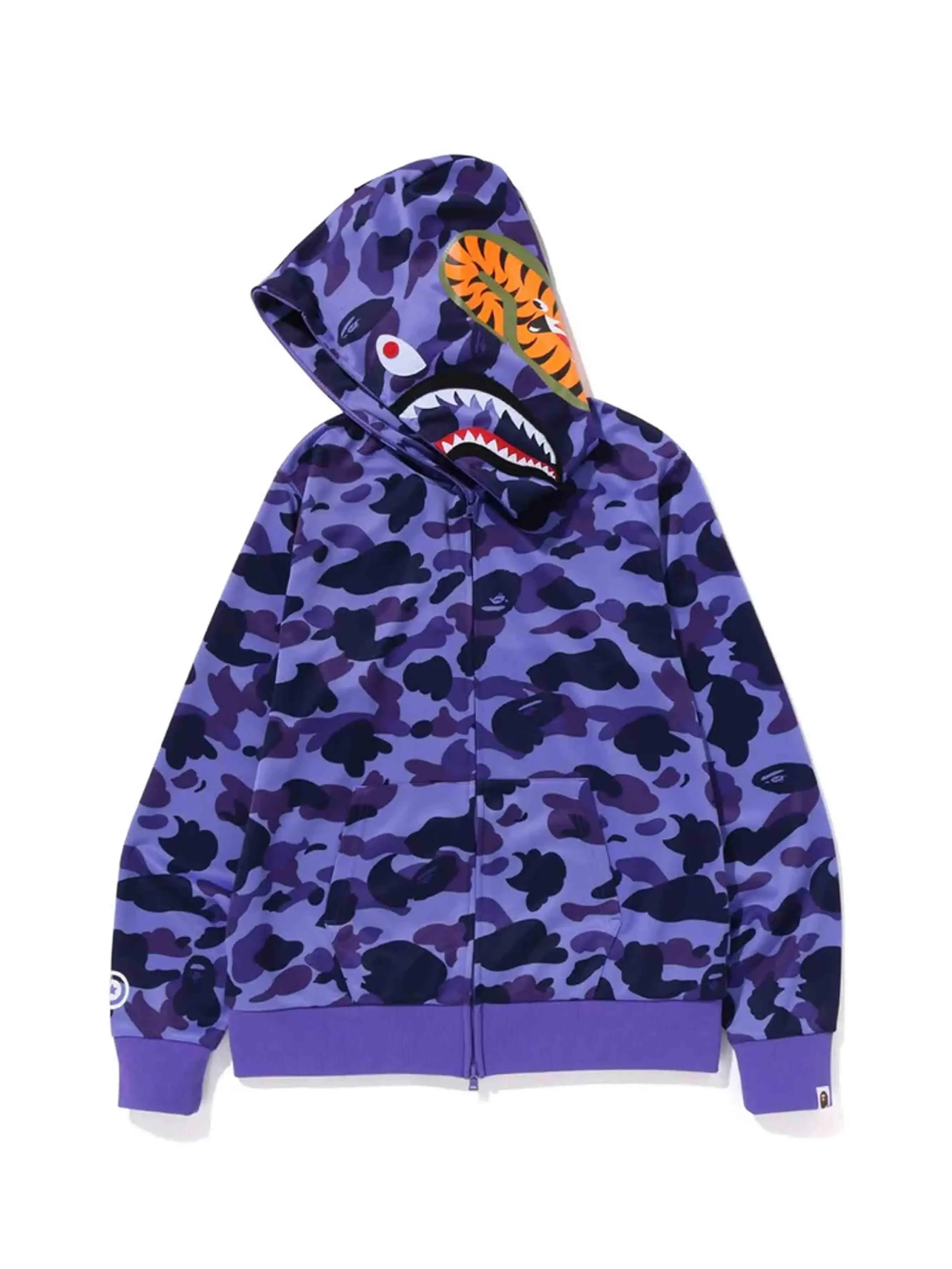 A Bathing Ape BAPE 1st Camo Jersey Shark Full Zip Hoodie Purple