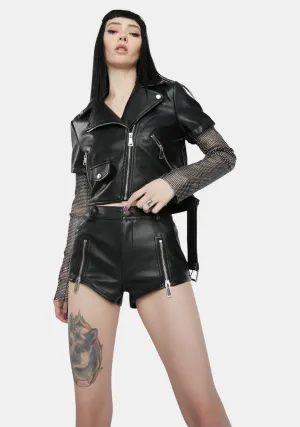 Acerola Rhinestone Sleeve Moto Jacket