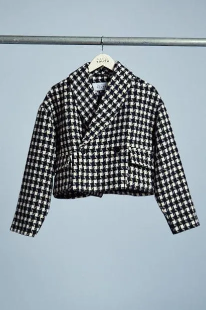 ADA JACQUARD CHECK CROPPED JACKET