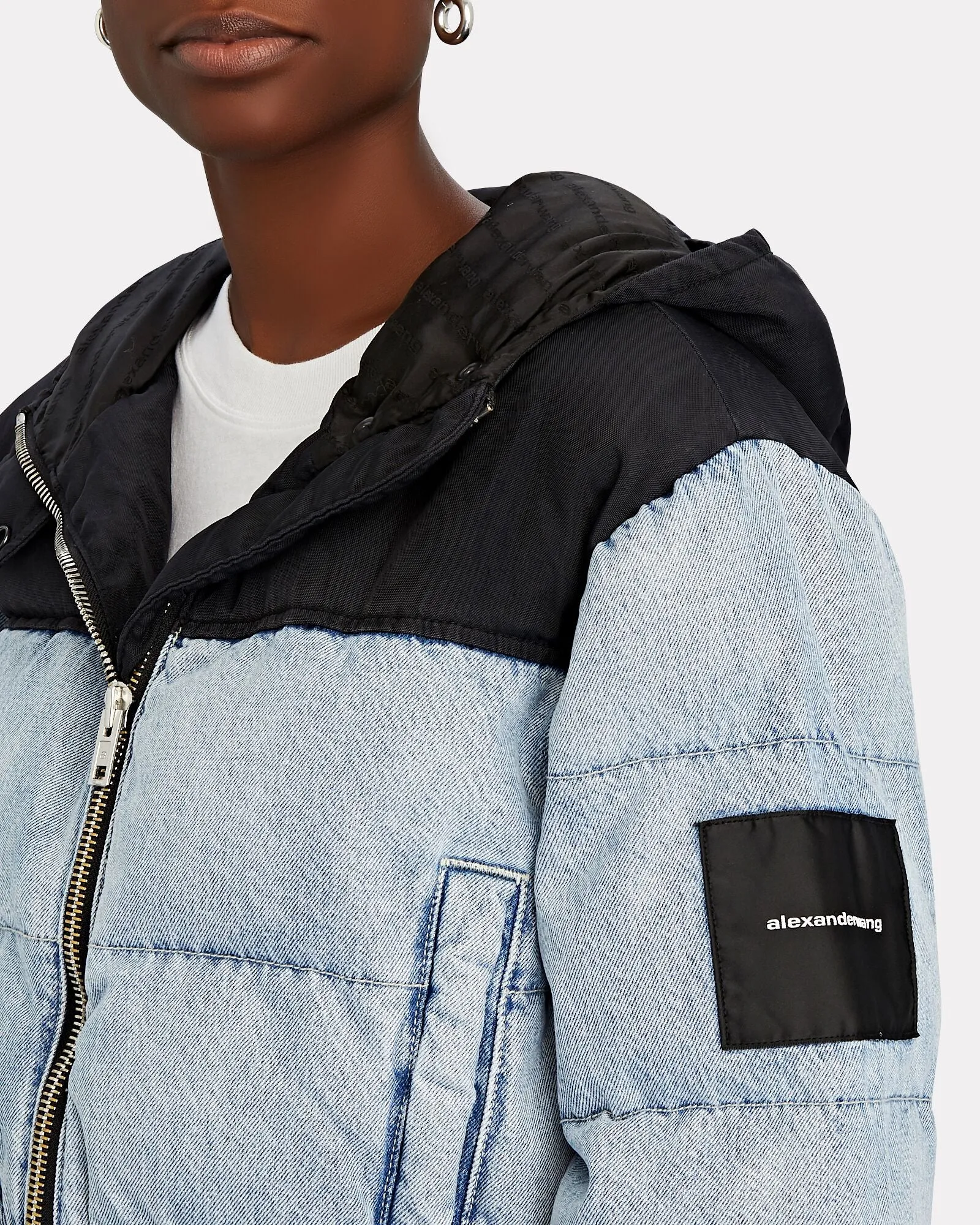 ALEXANDER WANG CROPPED DENIM PUFFER JACKET