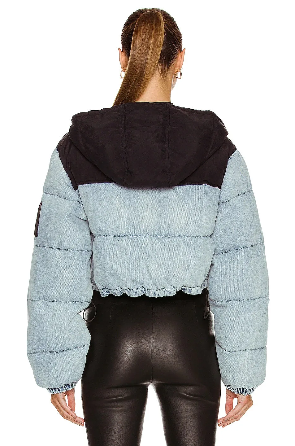 ALEXANDER WANG CROPPED DENIM PUFFER JACKET