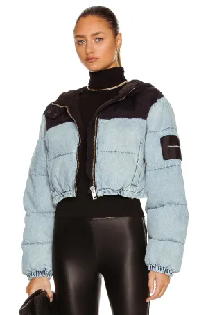 ALEXANDER WANG CROPPED DENIM PUFFER JACKET