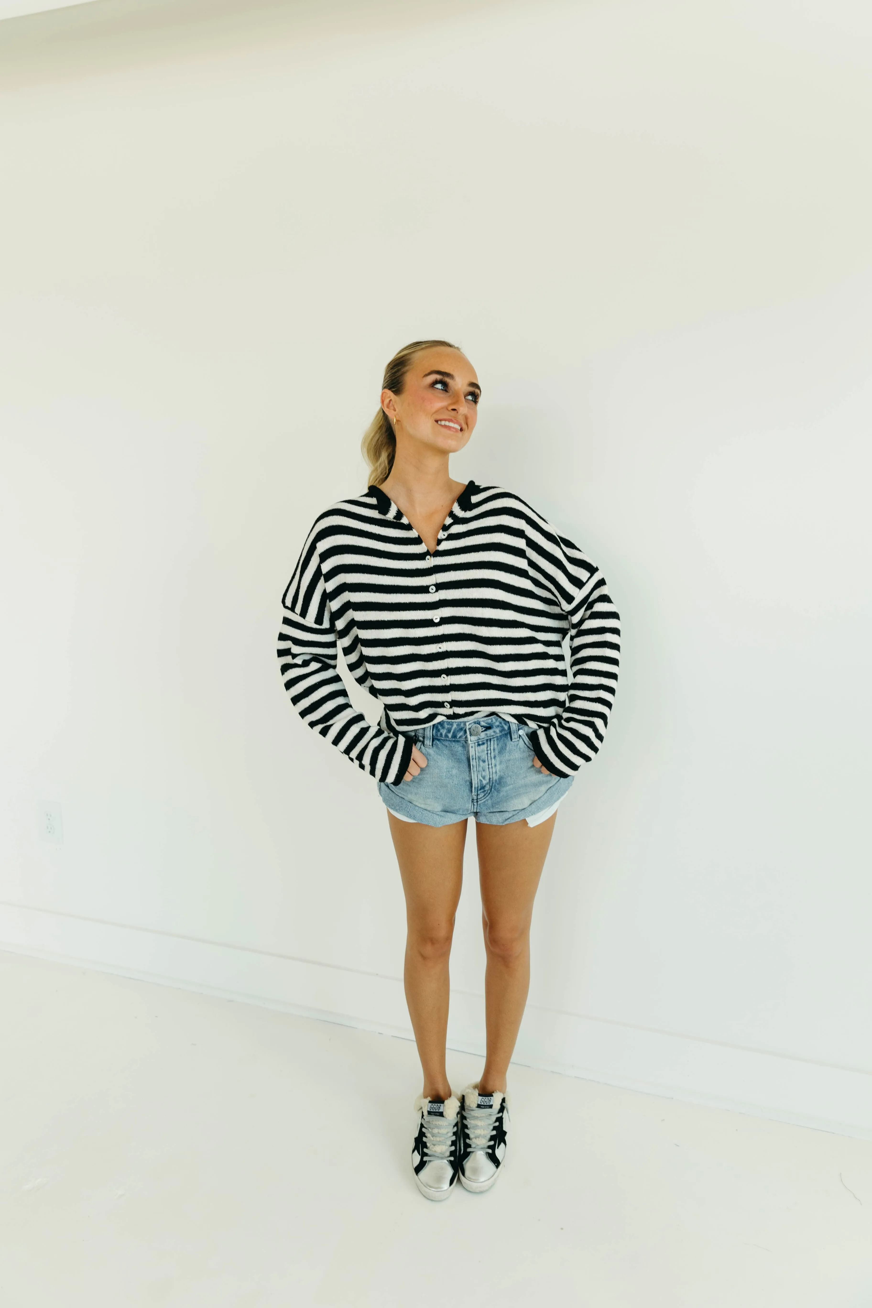 Alfie Striped Cardigan - Ivory/Black