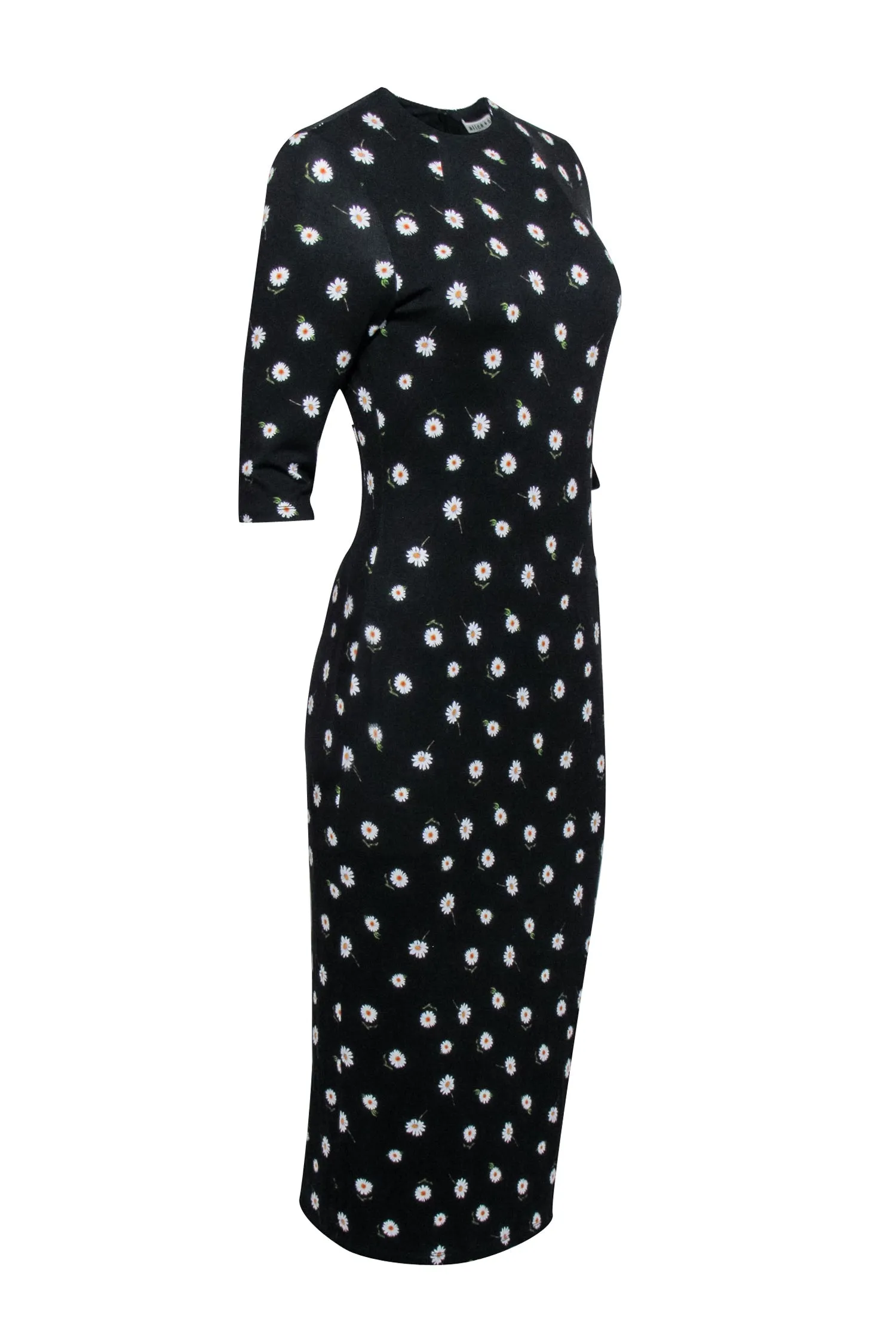 Alice & Olivia - Black w/ Daisy Print Cropped Sleeve Dress Sz 10