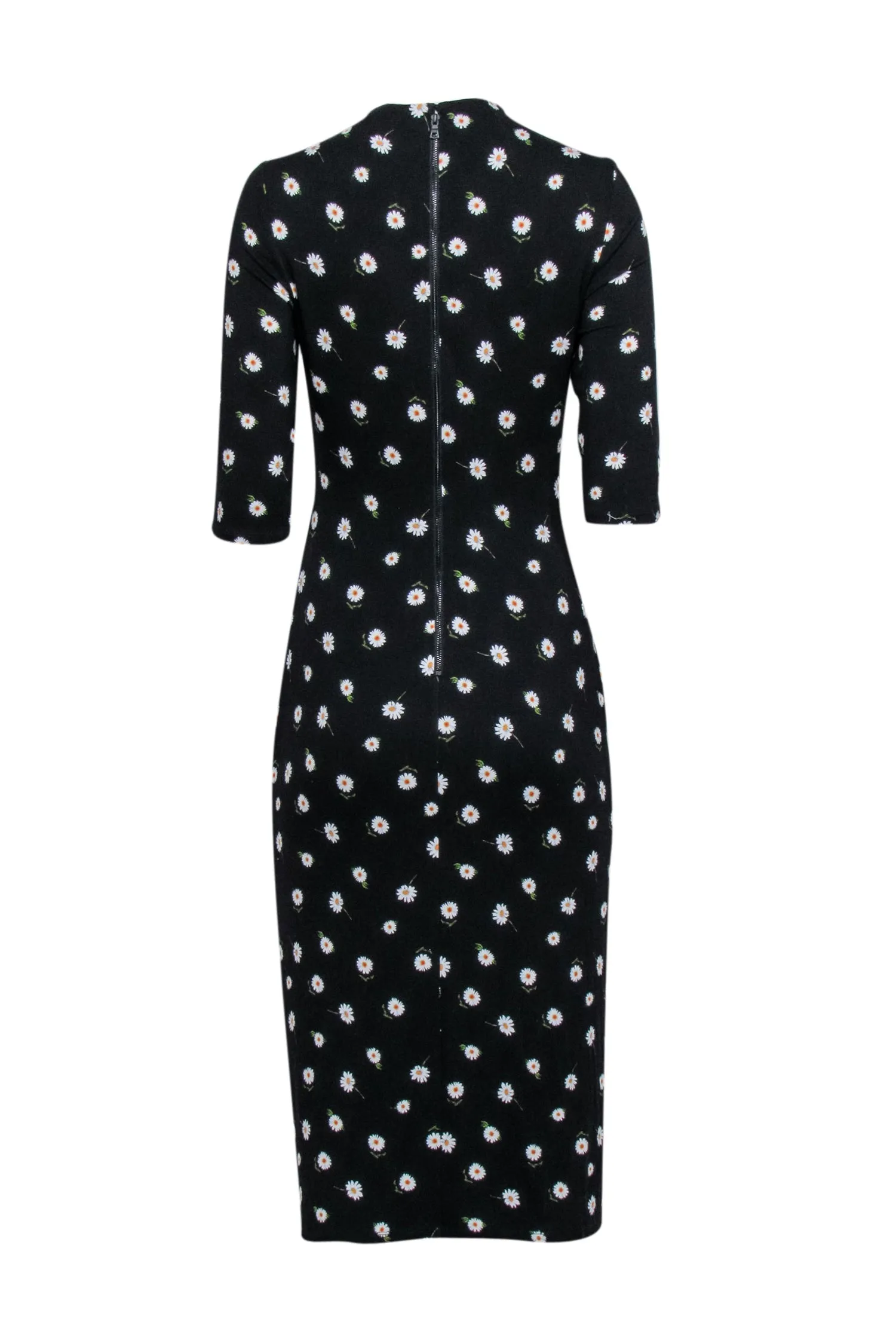 Alice & Olivia - Black w/ Daisy Print Cropped Sleeve Dress Sz 10