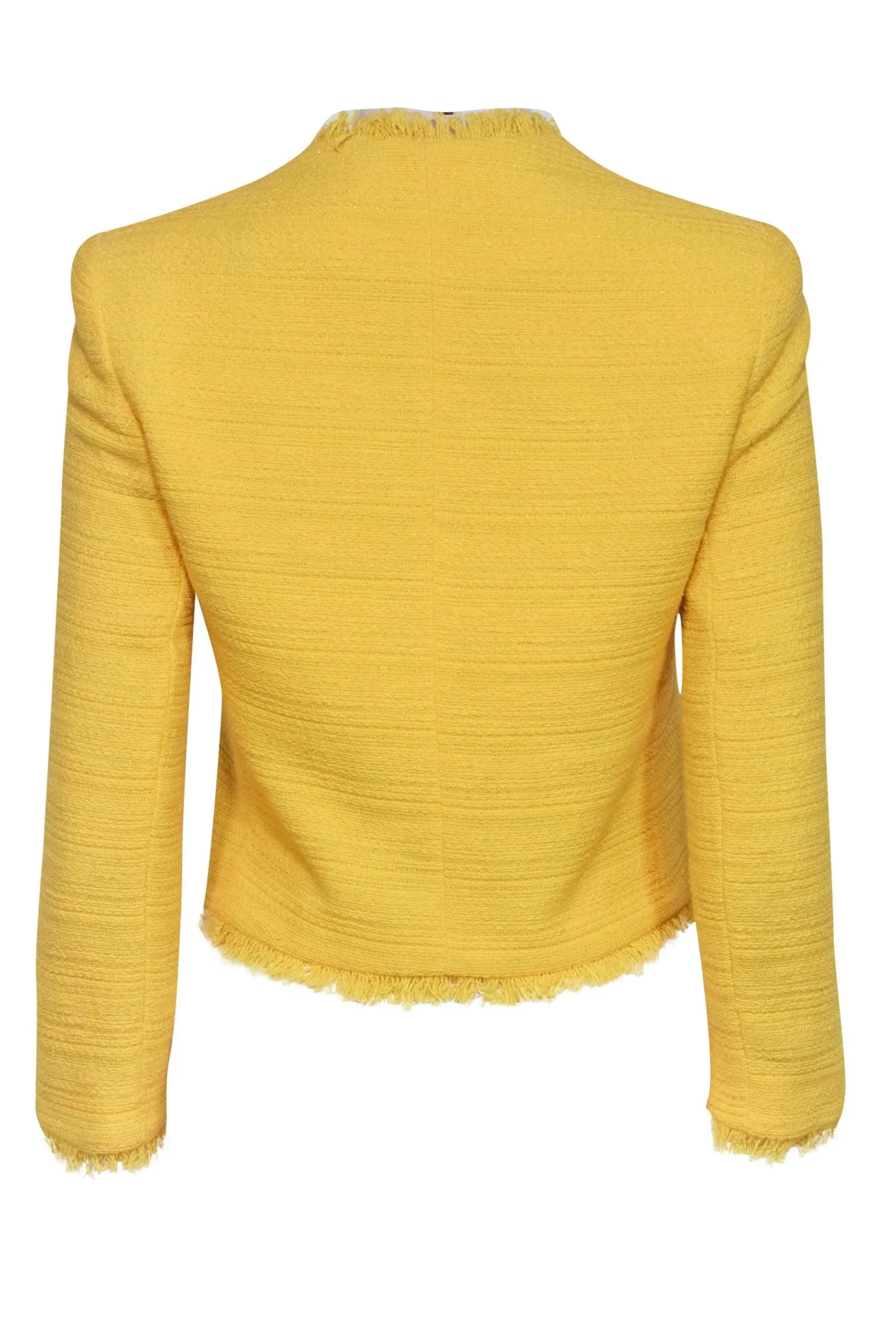 Alice & Olivia - Yellow Textured Cropped Tweed Blazer Sz S