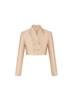 Amara Bolera Cropped V-Neck Taffeta Jacket