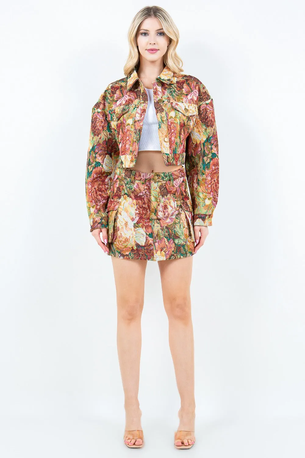 American Bazi Jacquard Cargo Cropped Jacket