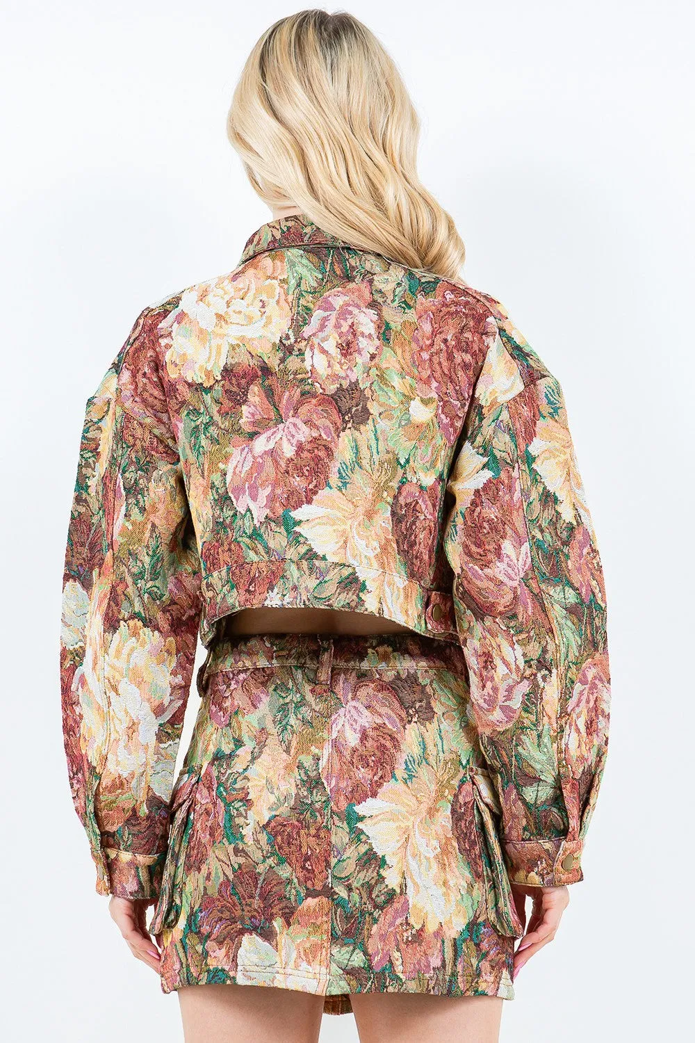 American Bazi Jacquard Cargo Cropped Jacket