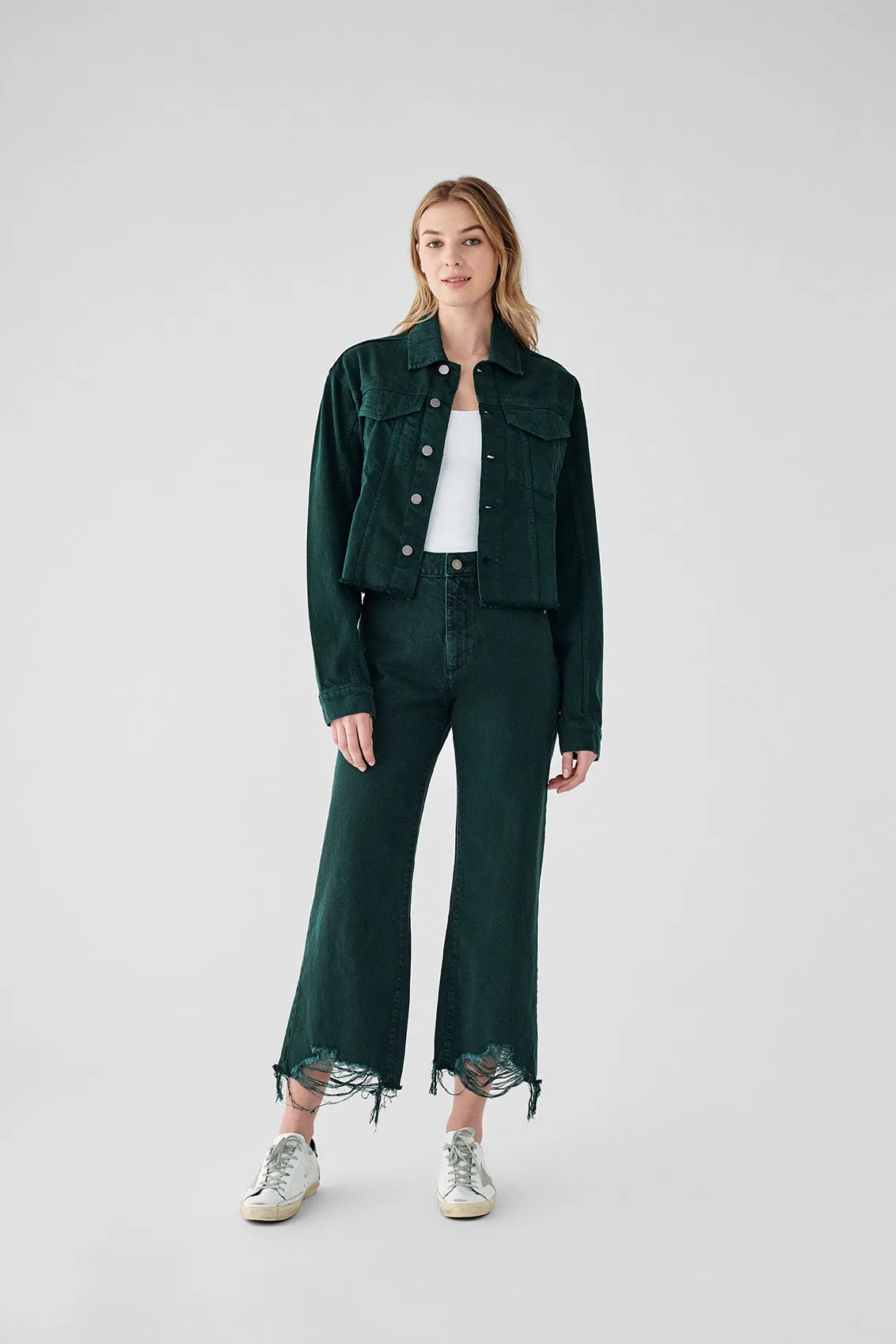 ANNIE CROPPED JEAN JACKET DARK FOREST