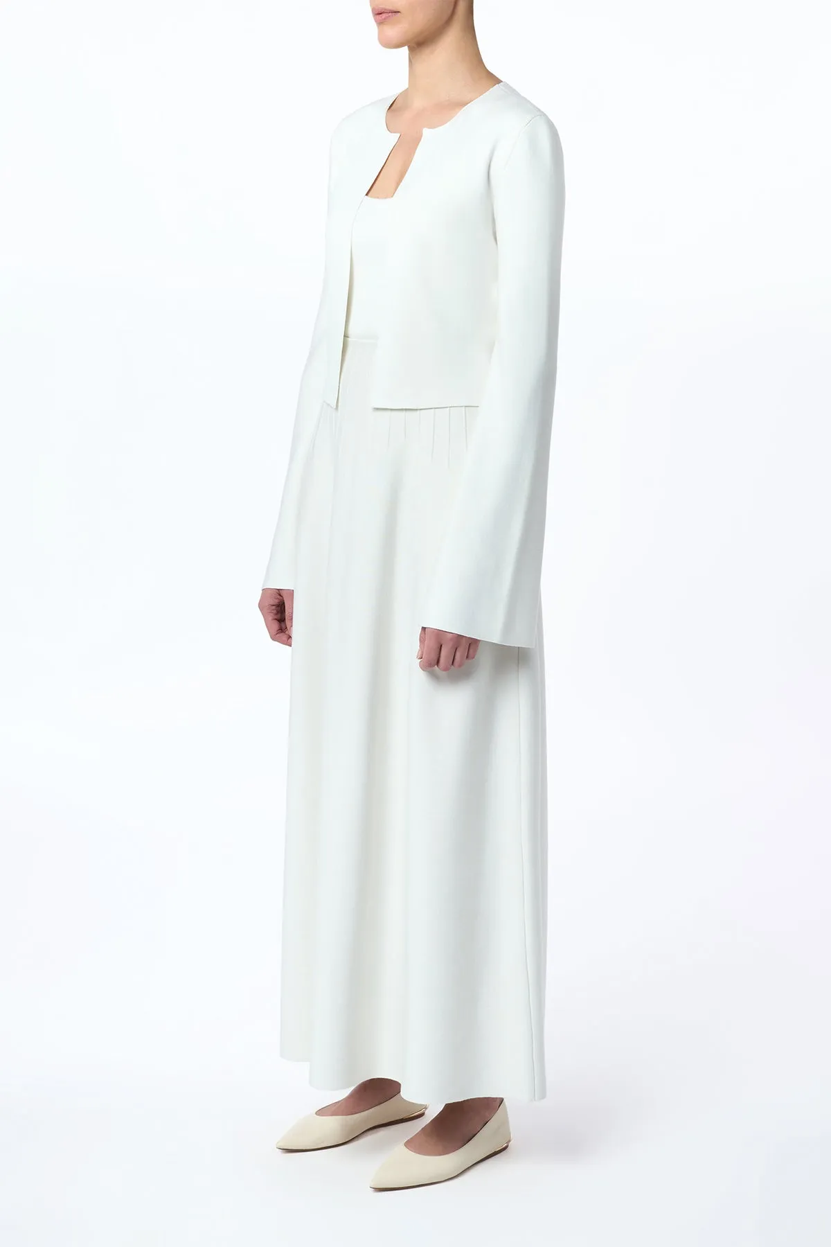 Antheia Cropped Knit Jacket in Ivory Silk