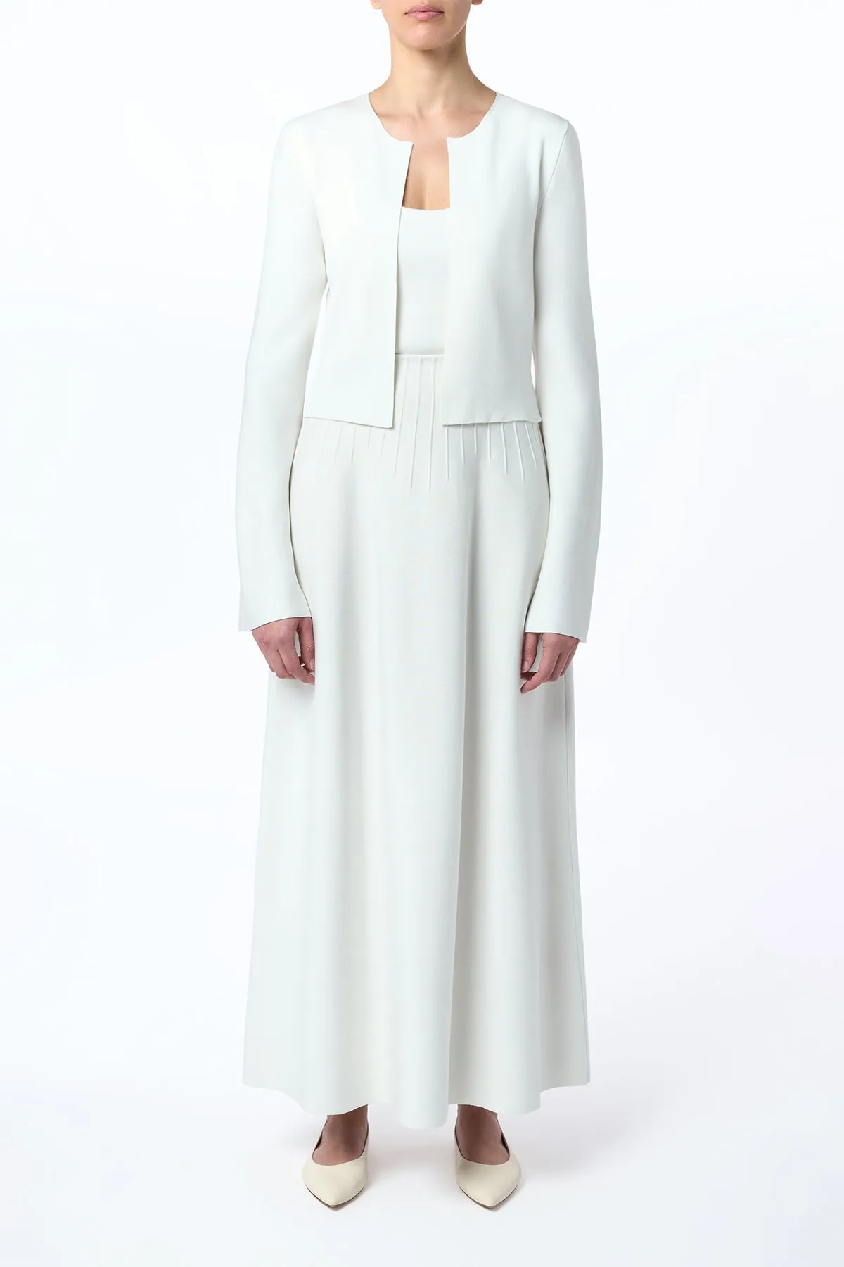 Antheia Cropped Knit Jacket in Ivory Silk