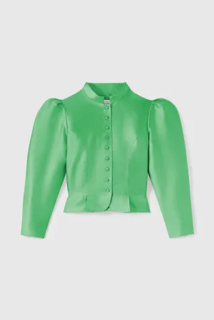 APPLE GREEN Satin Puff Sleeve Jacket