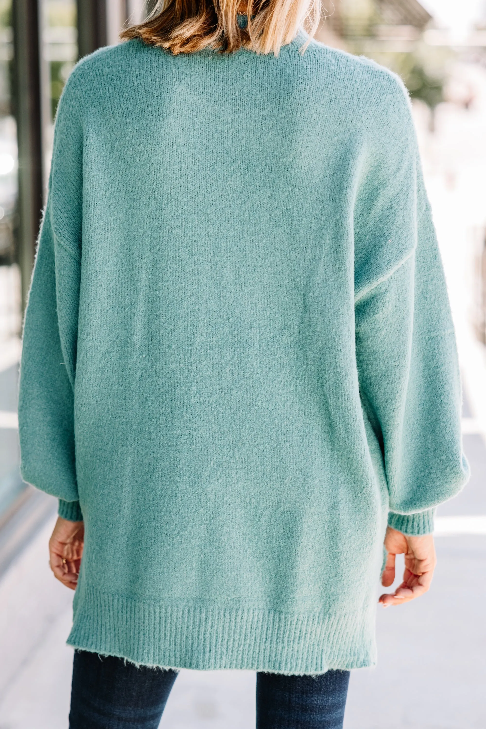 As It Happens Sage Green Bubble Sleeve Sweater