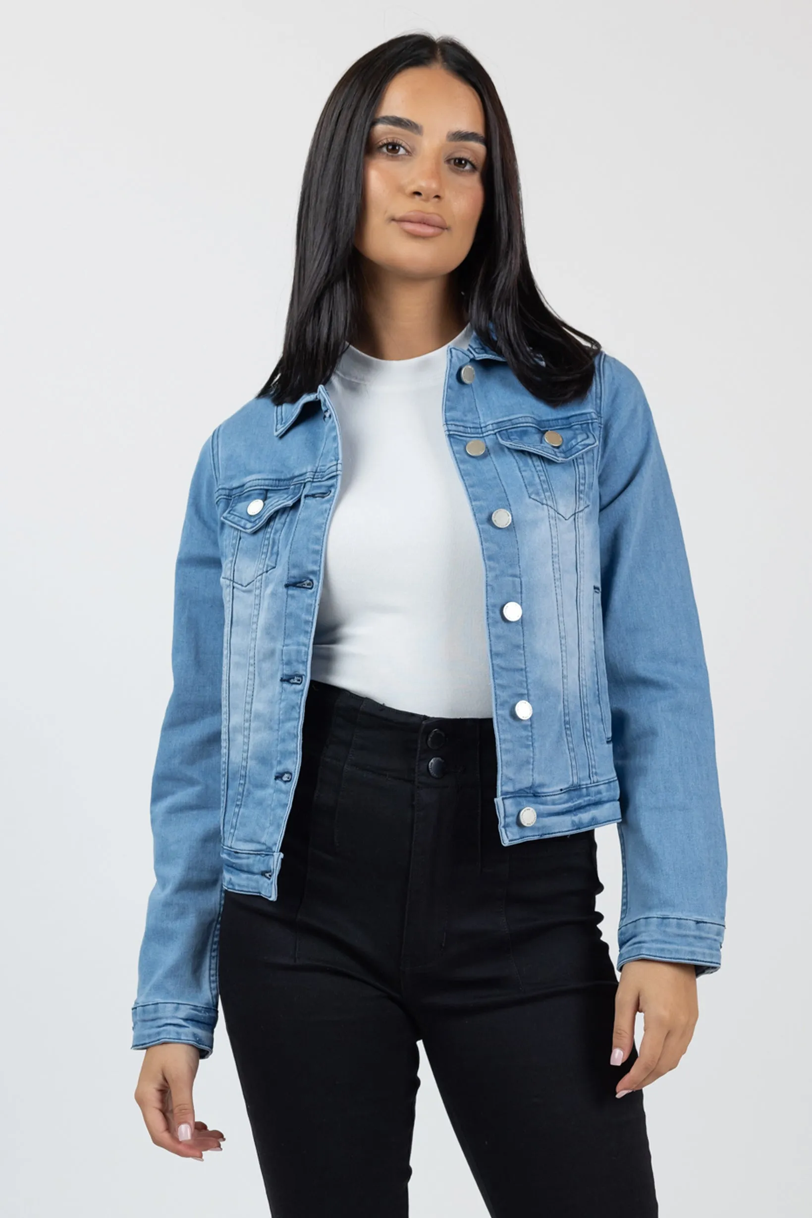 Azure Blue Cropped Jacket