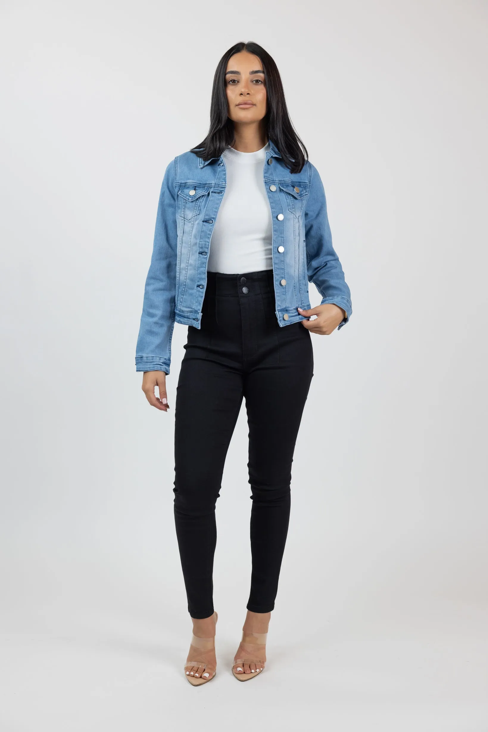 Azure Blue Cropped Jacket