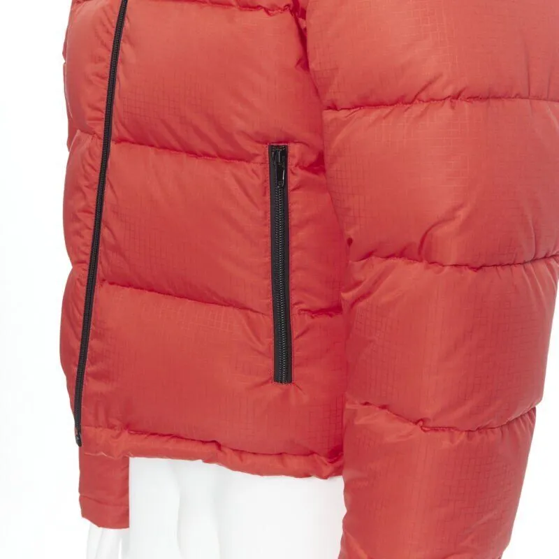 BALENCIAGA DEMNA red nylon logo cropped zip down puffer jacket EU48 M