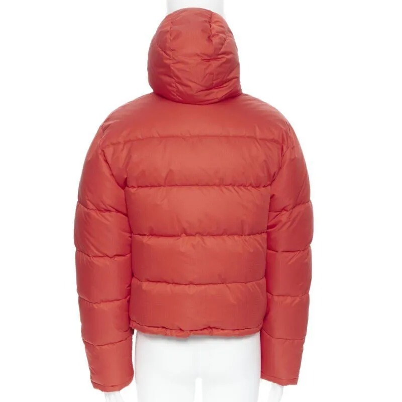 BALENCIAGA DEMNA red nylon logo cropped zip down puffer jacket EU48 M