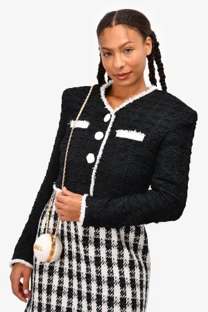 Balmain Black/White Tweed Cropped Jacket Size 36