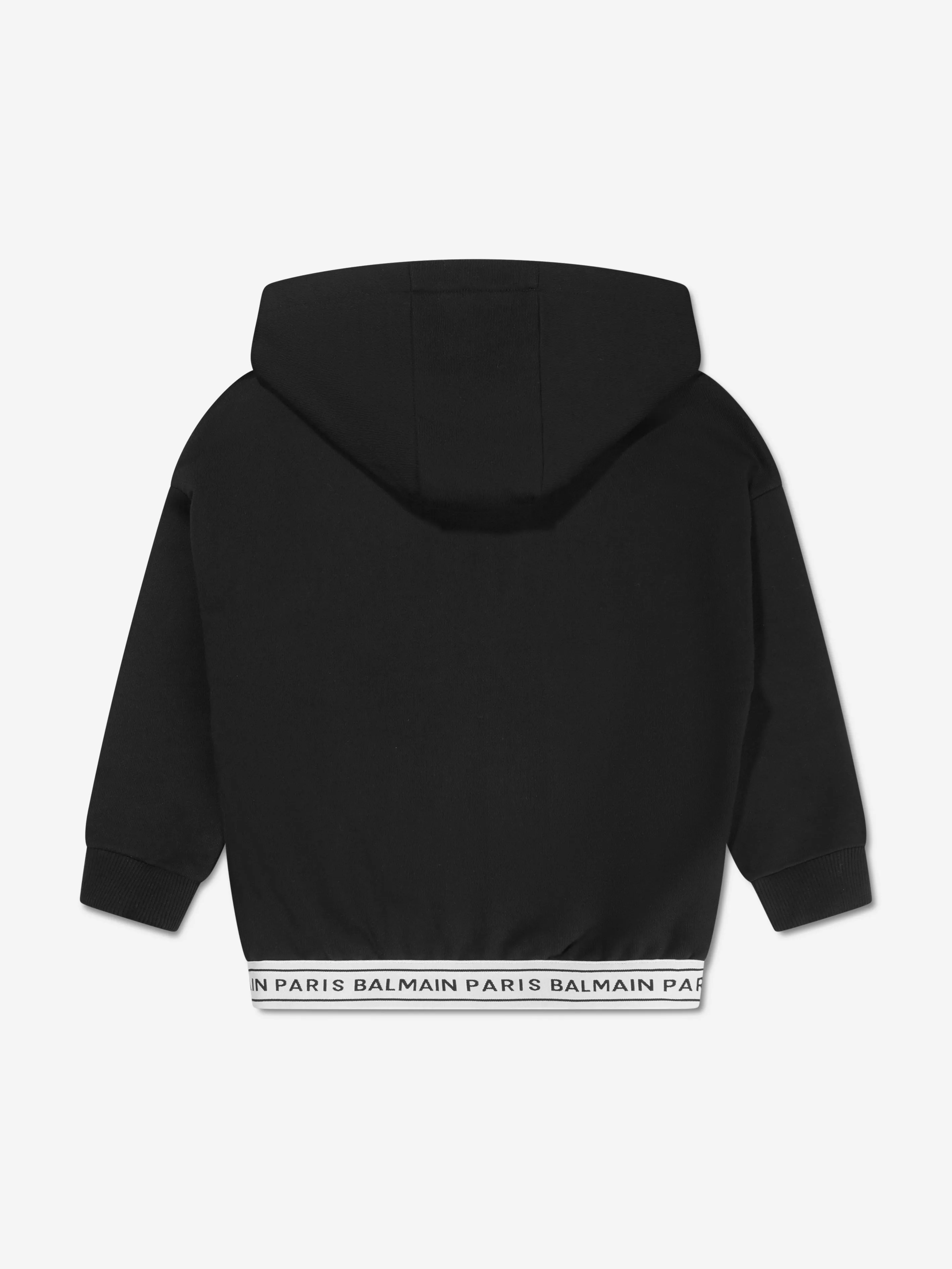 Balmain Kids Logo Zip Up Hoodie in Black