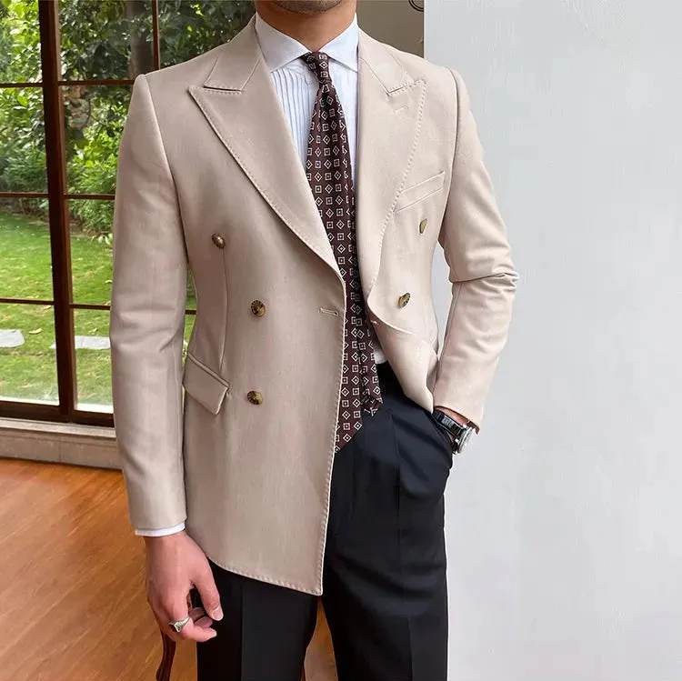 Beige Double Breasted Blazer by Italian Vega®