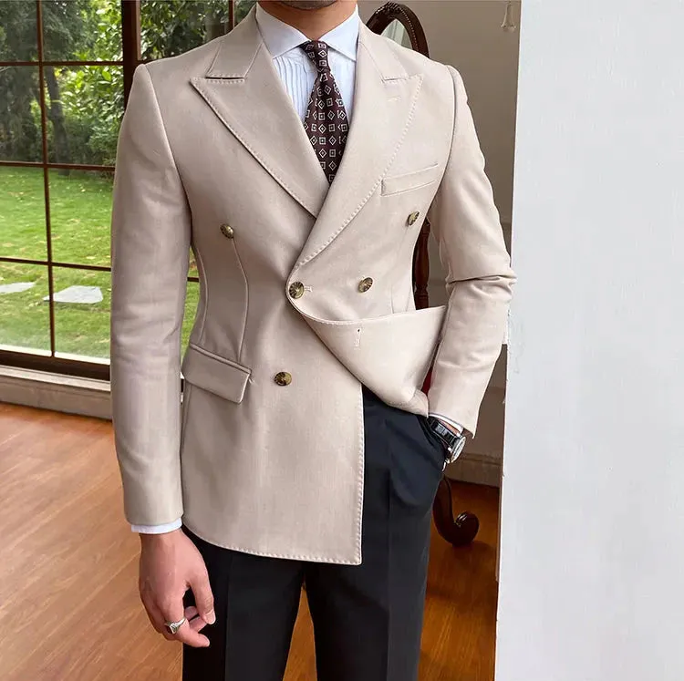 Beige Double Breasted Blazer by Italian Vega®