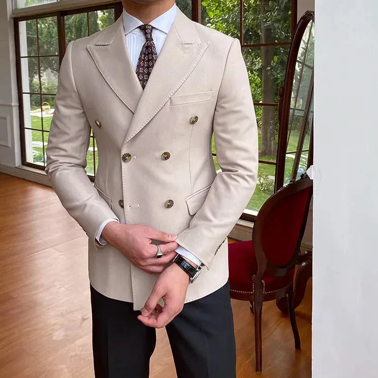 Beige Double Breasted Blazer by Italian Vega®