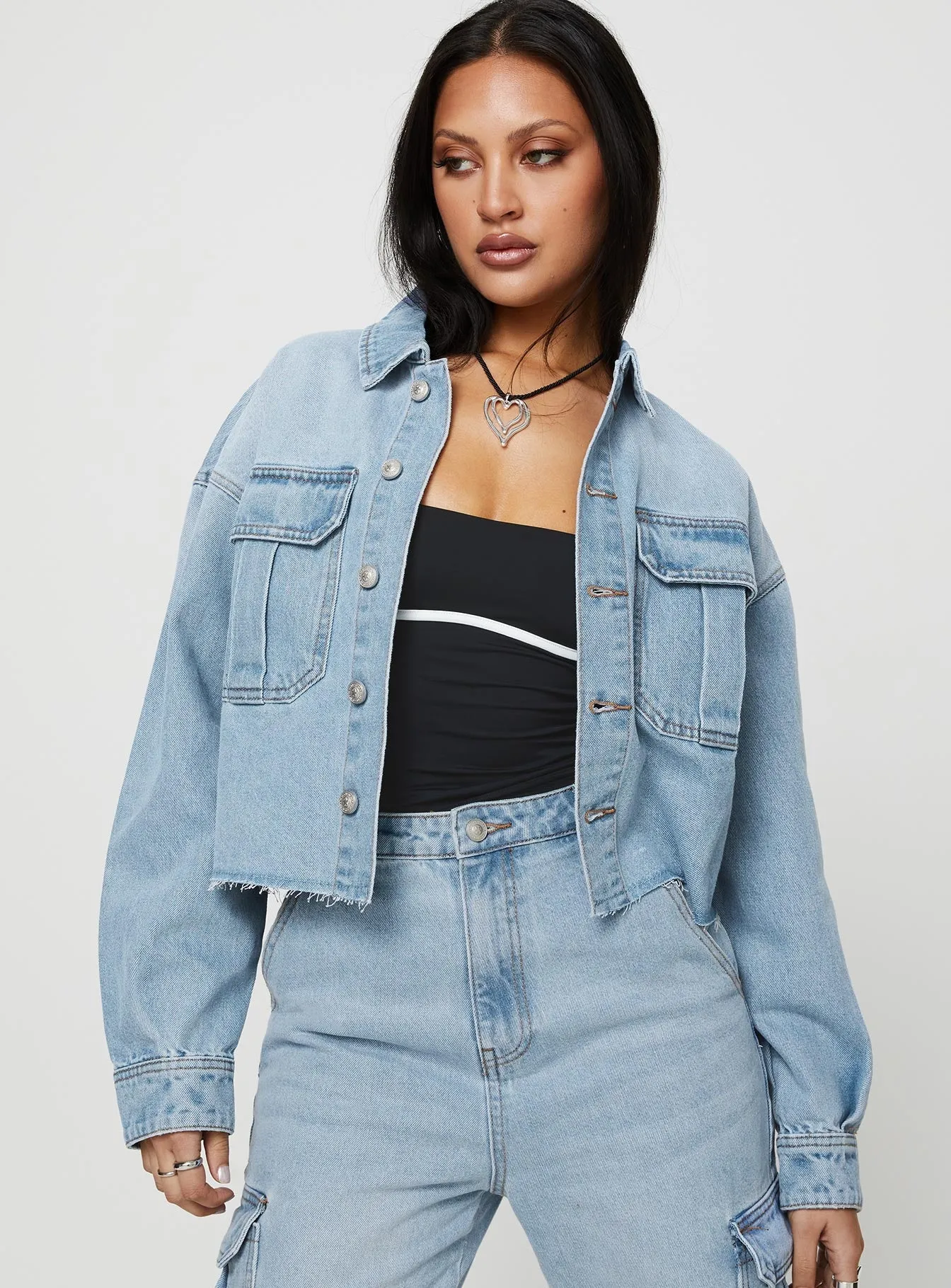 Belgrove Cropped Denim Jacket Mid Wash