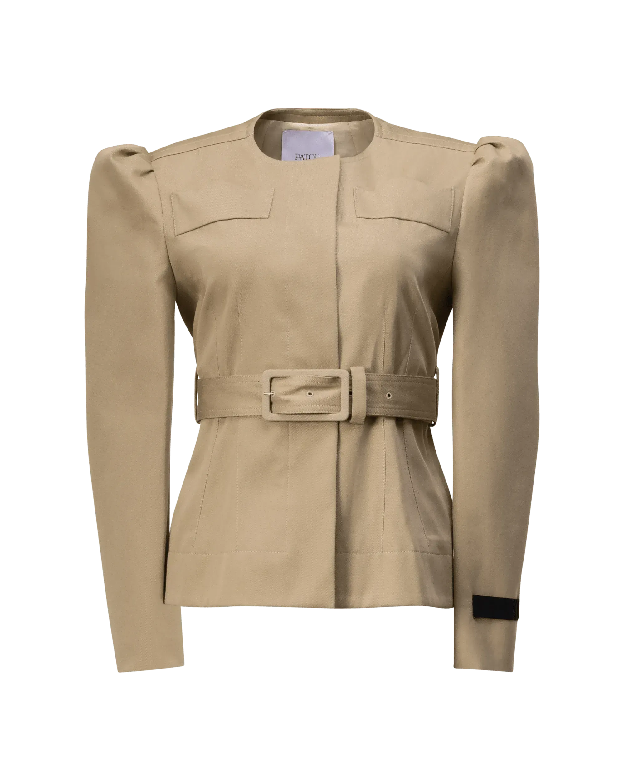 Belted Gabardine Cropped Jacket