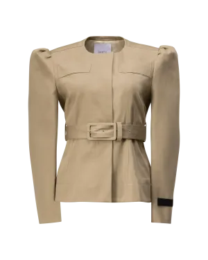 Belted Gabardine Cropped Jacket