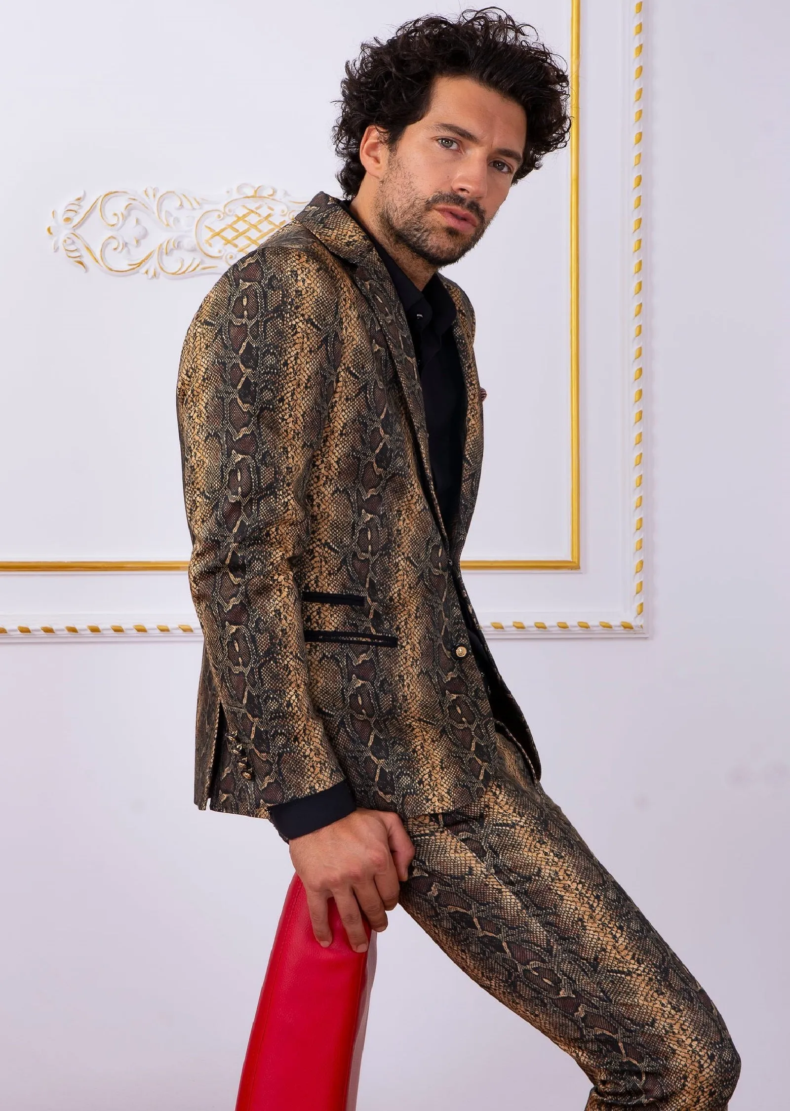 Black Brown Leopard 2-Pieces Suit