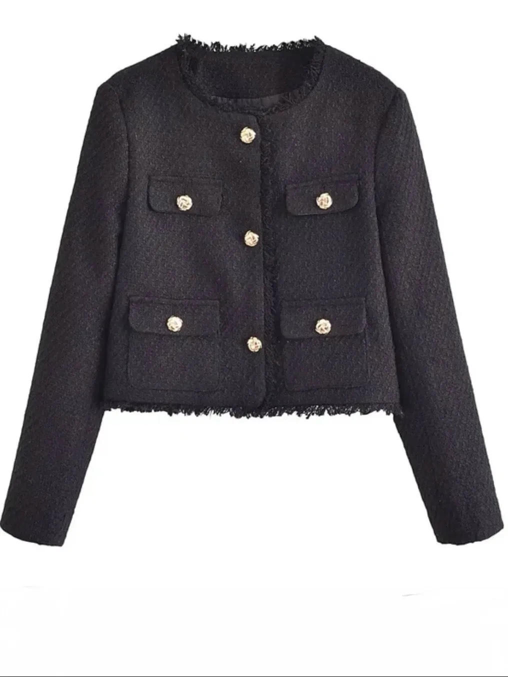 Black crop top tweed jacket