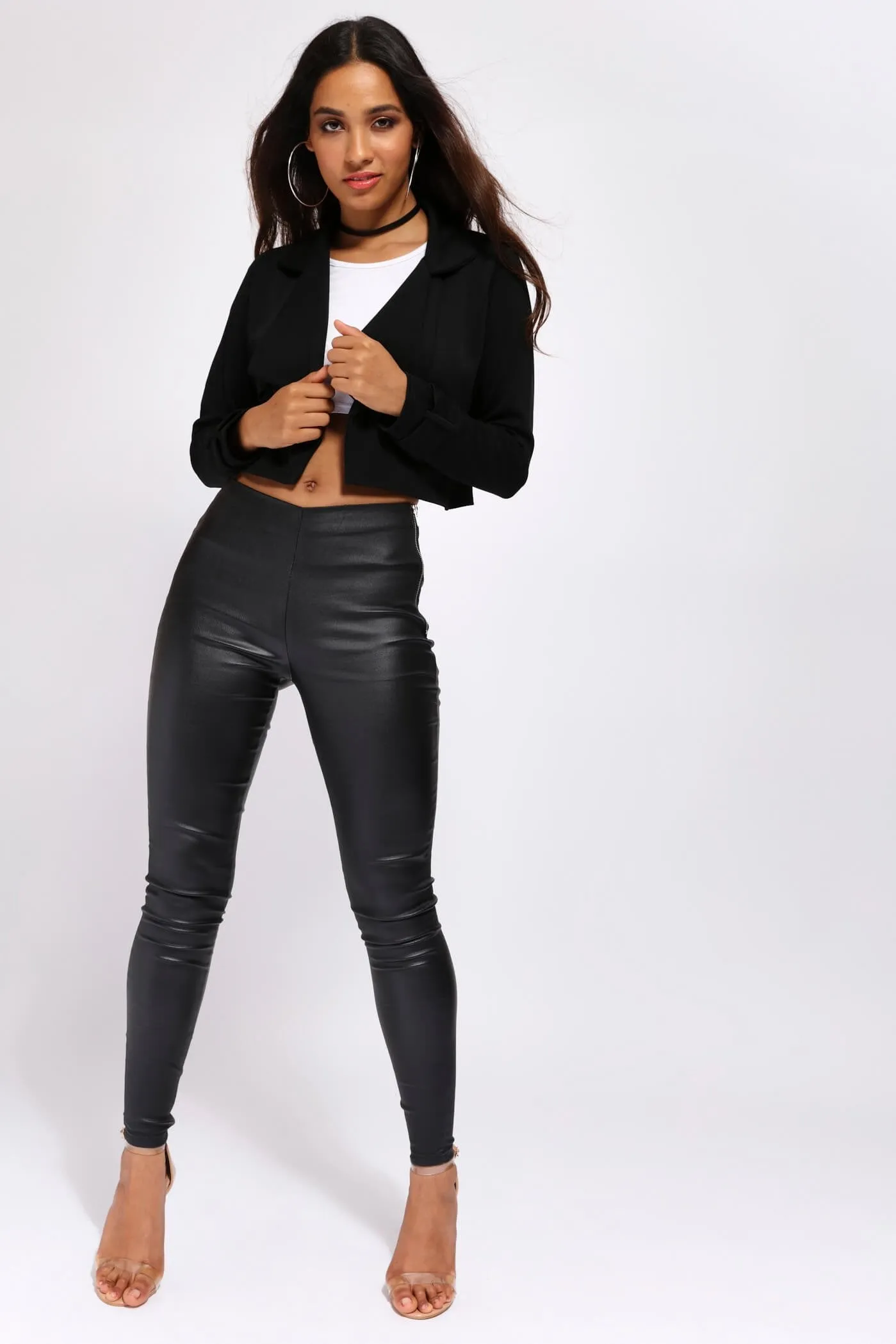 Black Cropped Biker Jacket