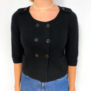 Black Heavy Knit Cashmere Double Breasted Jacket Small