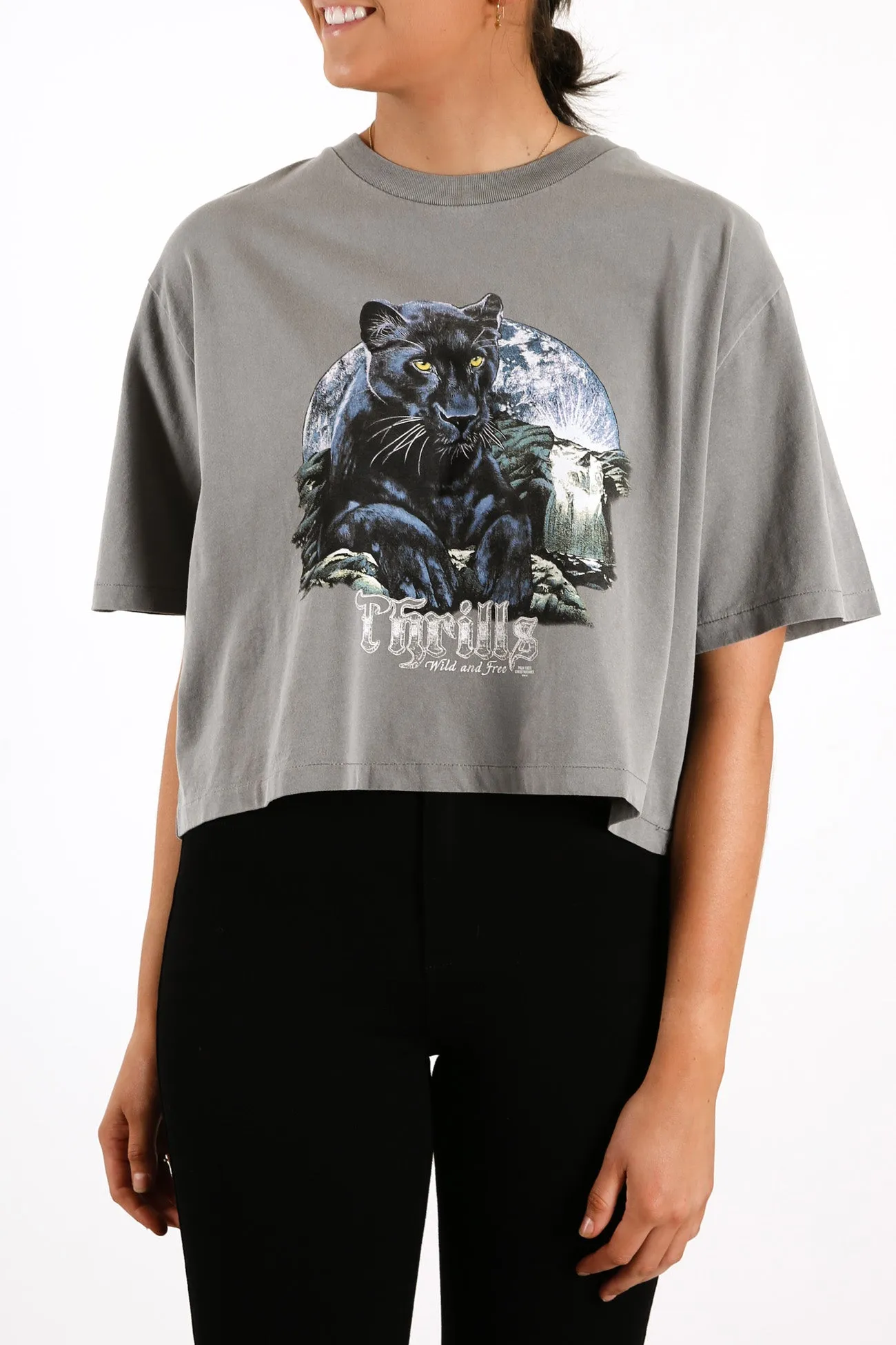 Blackmoon Merch Fit Crop Tee Washed Grey