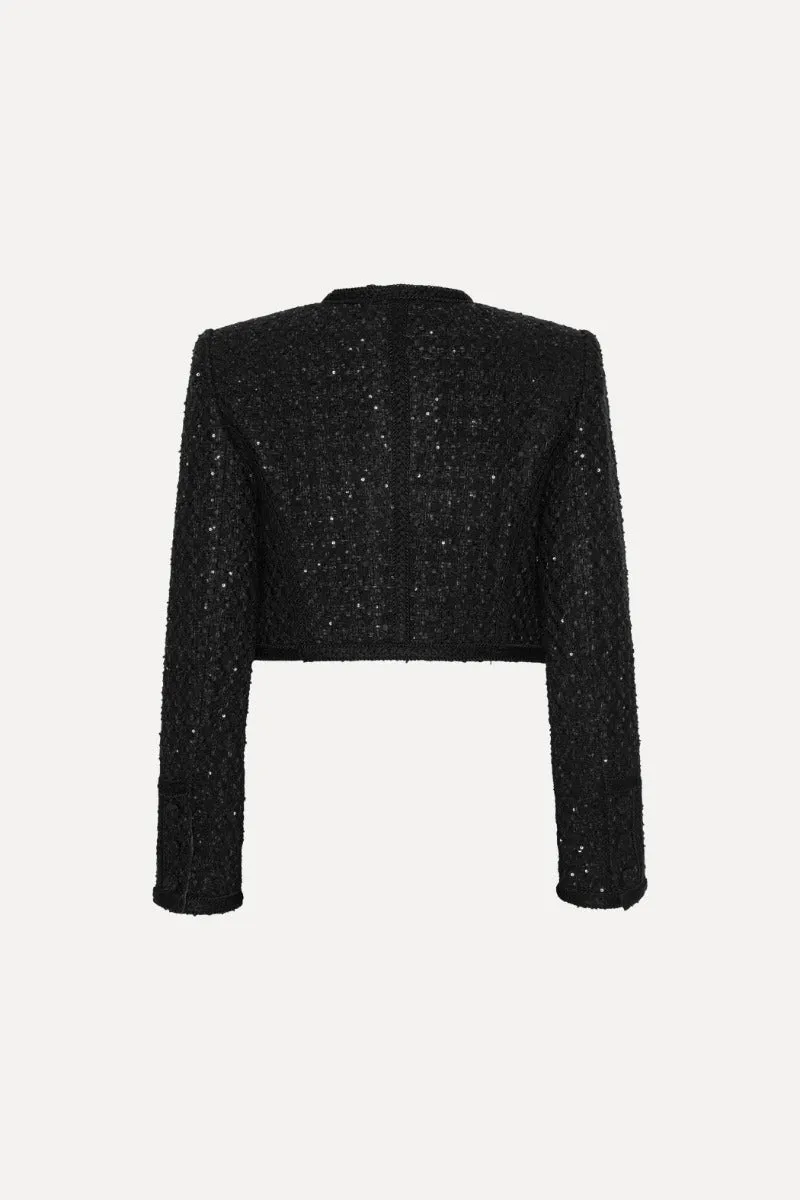 Boucle Crop Jacket - Black