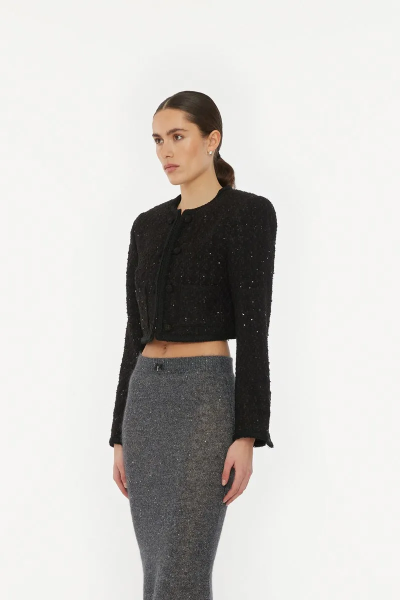 Boucle Crop Jacket - Black