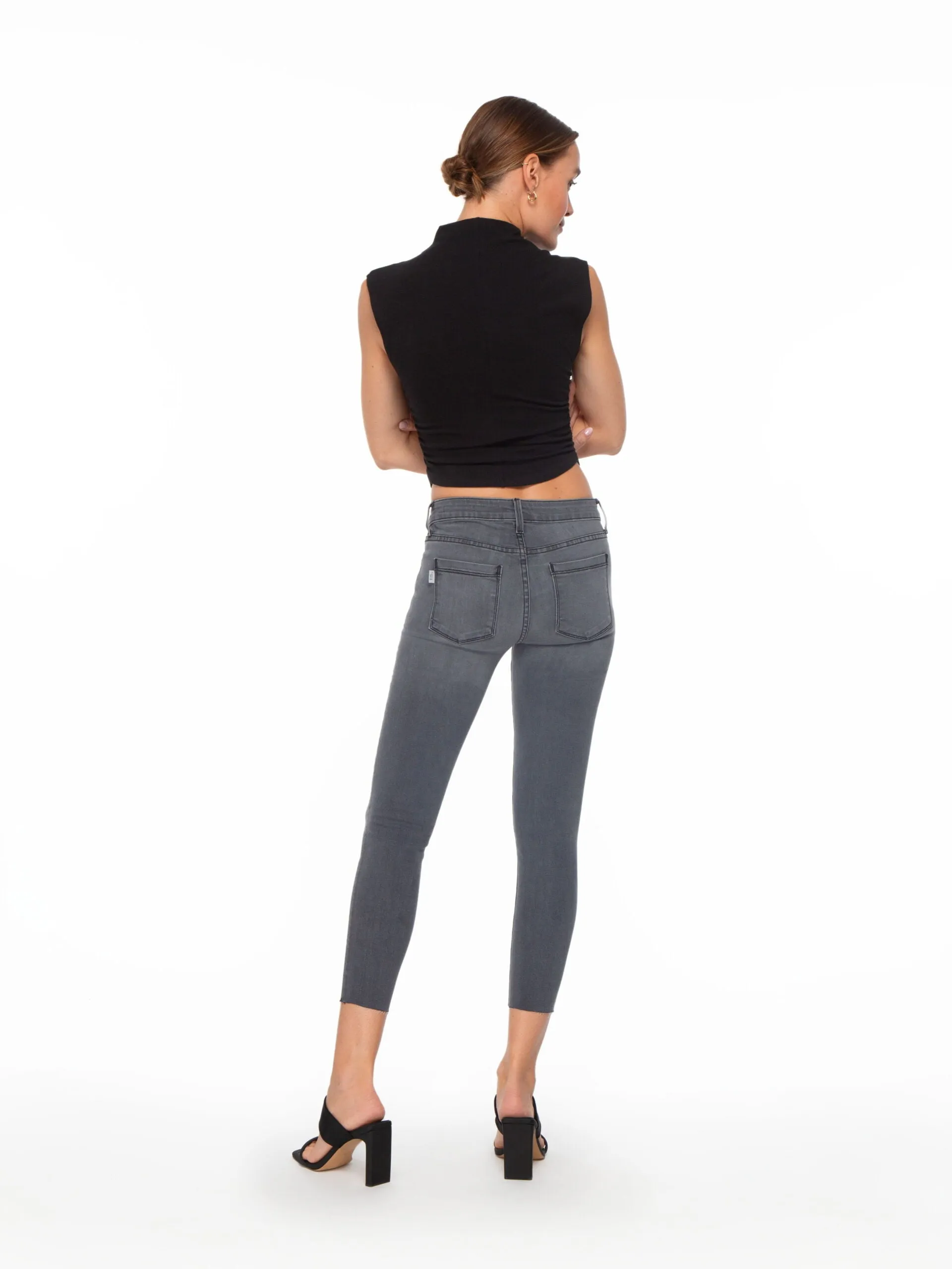 Bowery Crop Skinny w/Raw Hem in Carbon