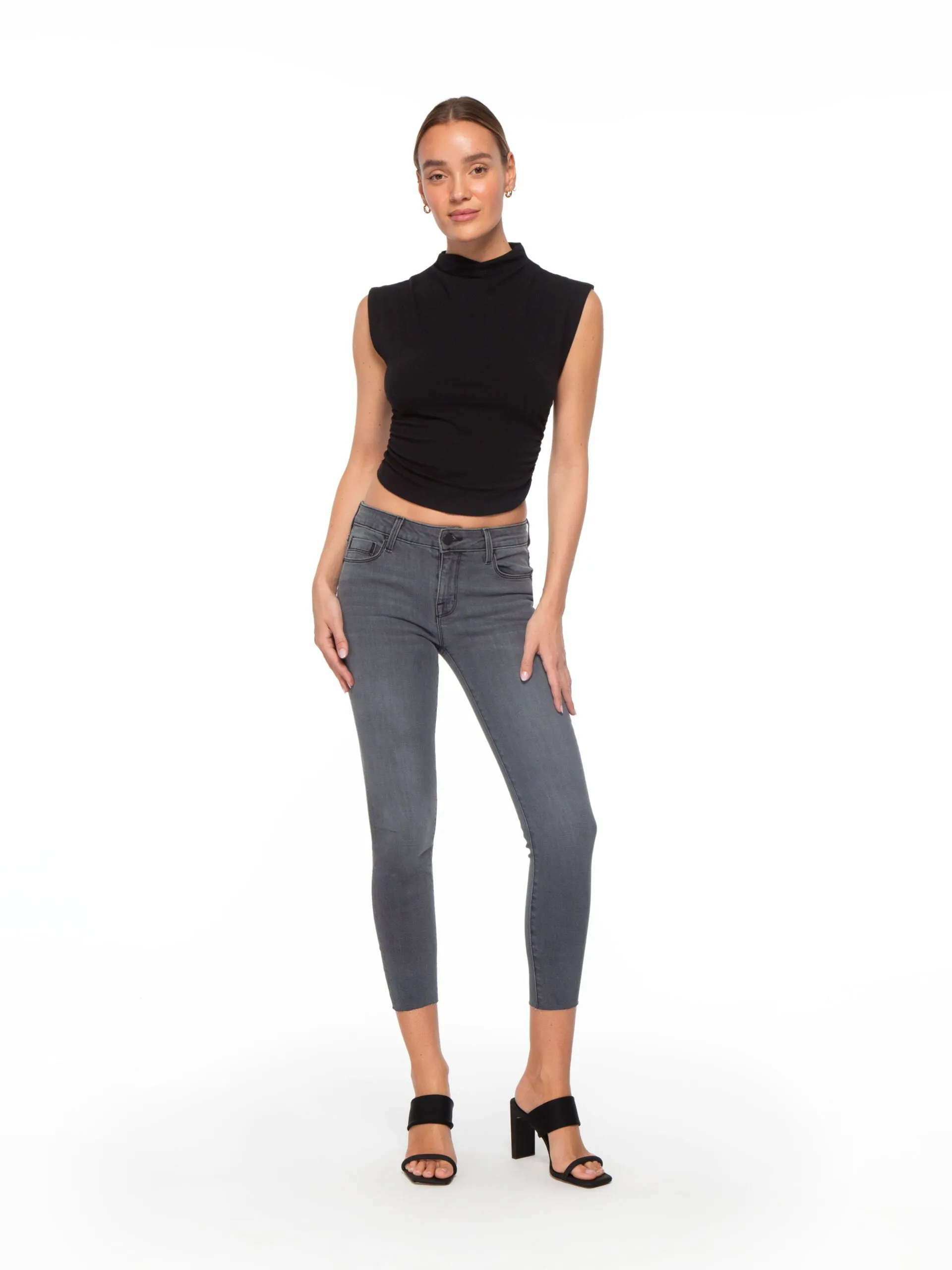 Bowery Crop Skinny w/Raw Hem in Carbon