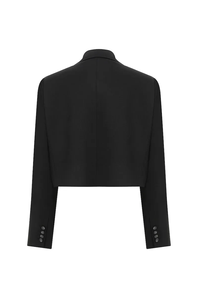 BOXY CROPPED JACKET IN BLACK