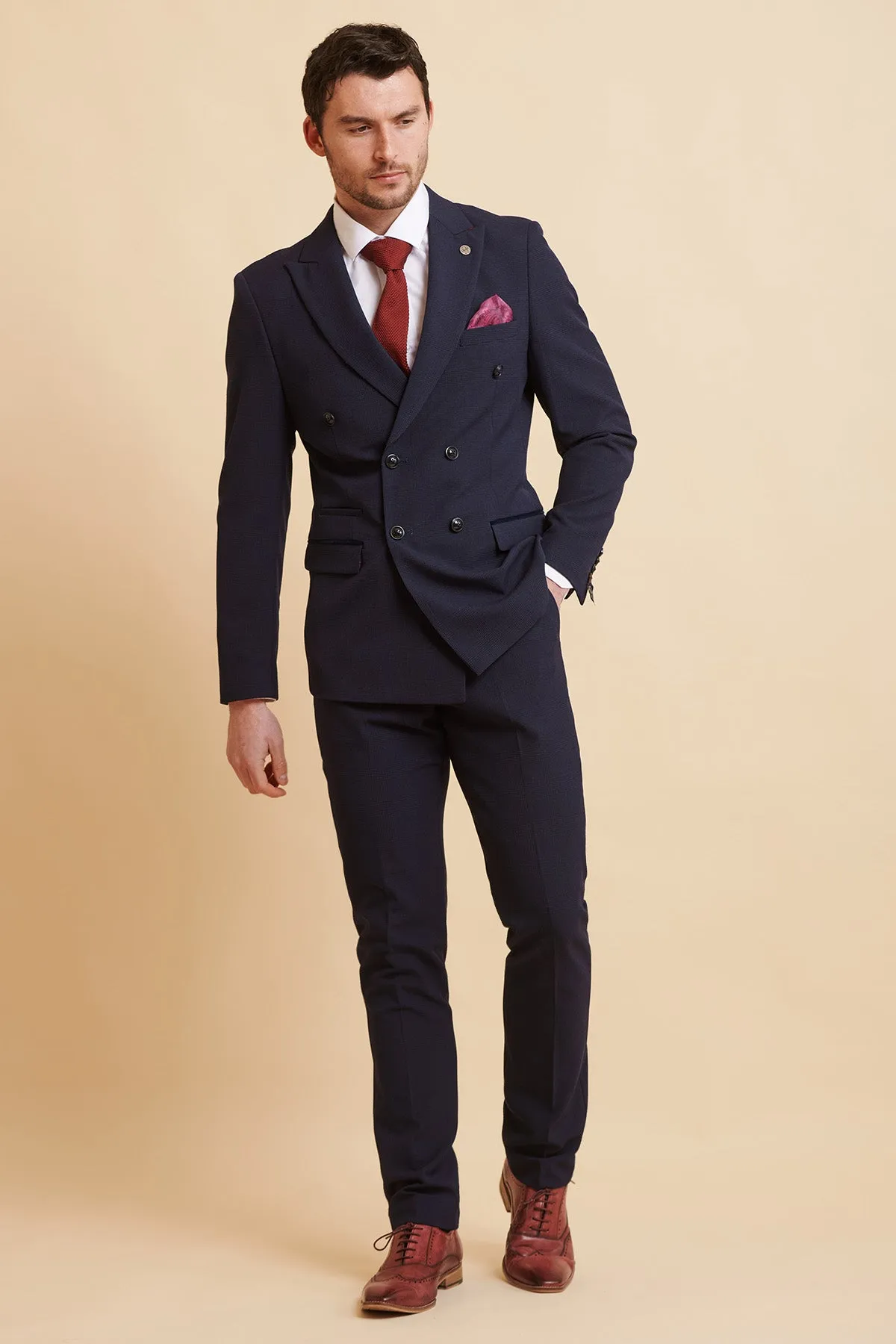 BROMLEY - Navy Double Breasted Two Piece Suit