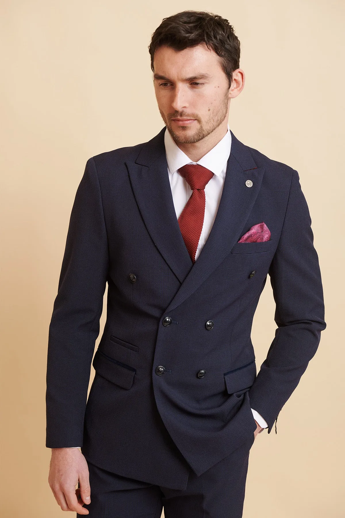 BROMLEY - Navy Double Breasted Two Piece Suit