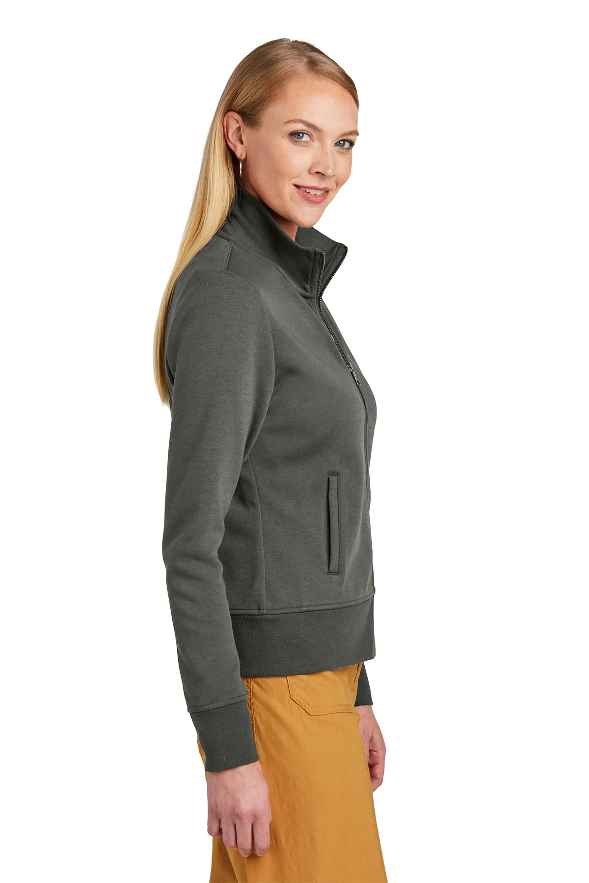 Brooks Brothers Womens Double-Knit Full-Zip, Windsor Grey