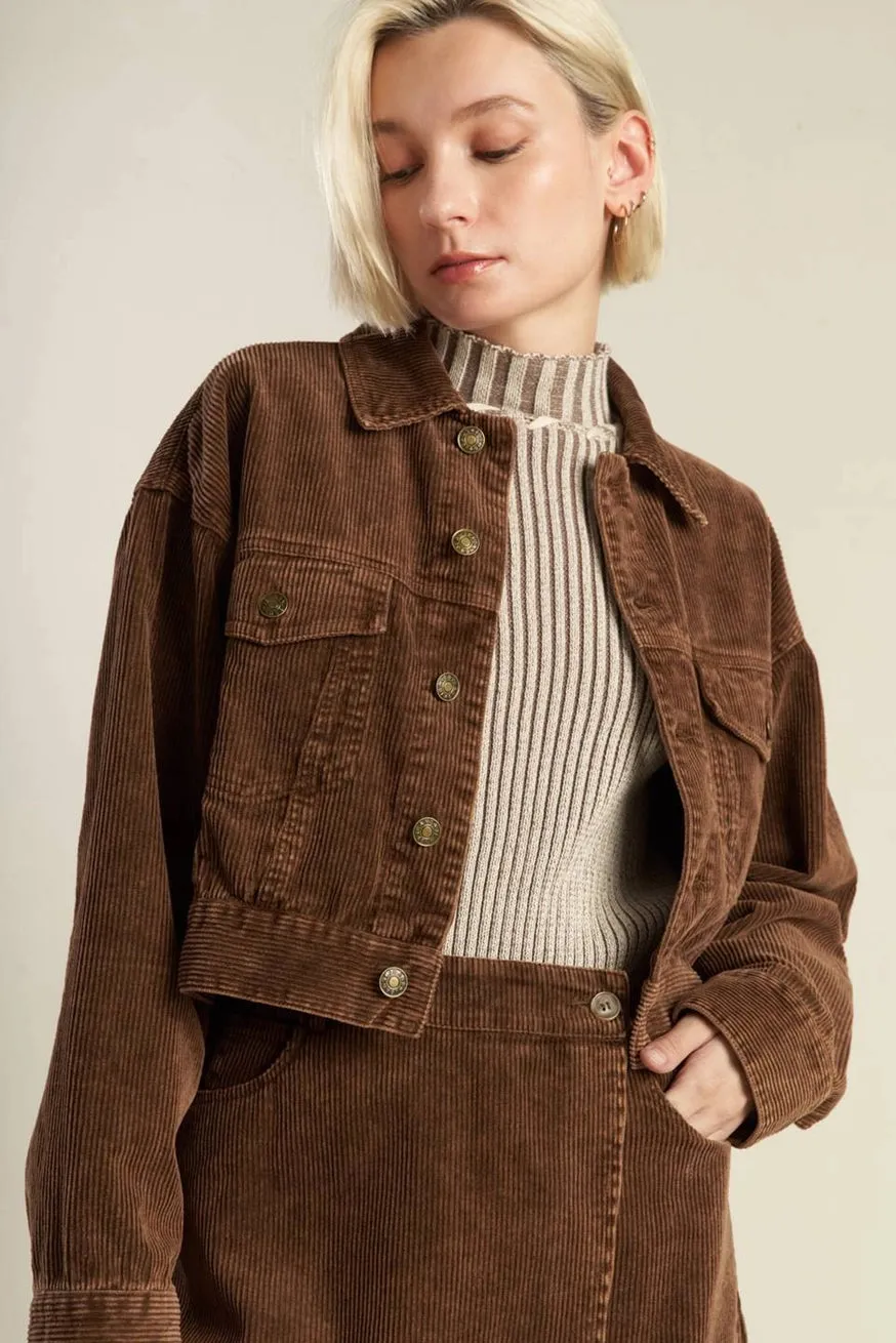 Brown Cropped Corduroy Jacket