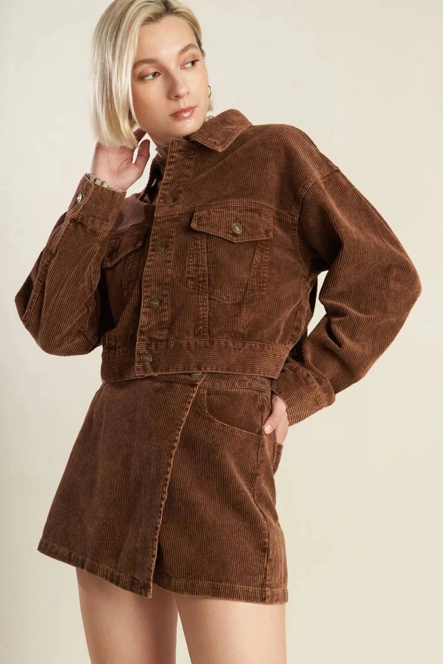 Brown Cropped Corduroy Jacket